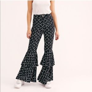 Free People Lenni star print wide flare leg pants size L